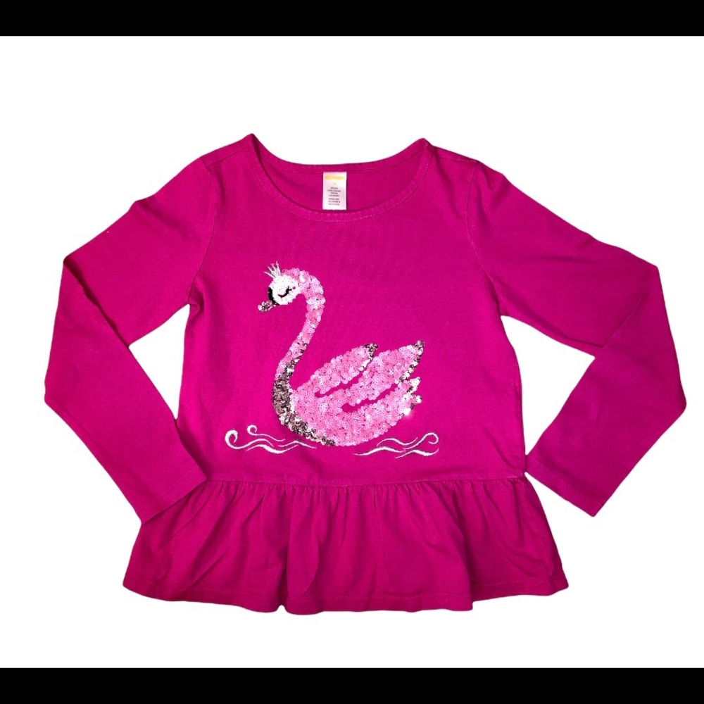 Gymboree Sequin Ballet Swan 🦢 Pink Long Sleeve Shirt Size 10